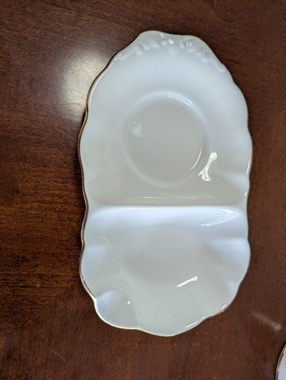Royal Albert White Porcelain Divided Tray with Gold Rim